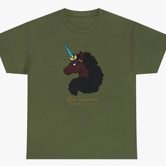Women's Afro Unicorn Short Sleeve Baby T-Shirt - Picture 1 of 2